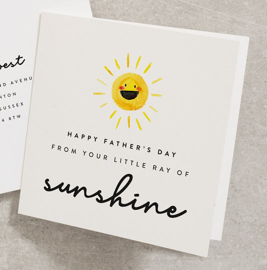 Daddy Fathers Day Card, Keepsake Fathers Day Card From Baby, Children, Toddler, Happy Fathers Day From Your Little Ray Of Sunshine FD078