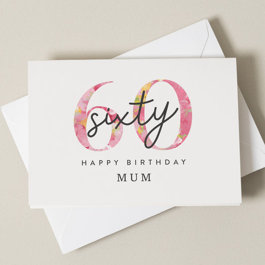 60th Birthday Card For Mum, Happy Sixtieth For Her, Sixty Today Birthday Card, Card For Mum, Mother, Milestone Birthday Gift, 60 Today