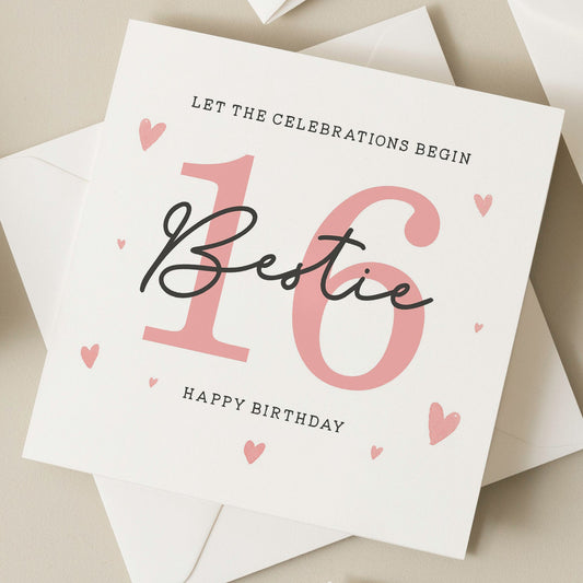 16th Birthday Card For Bestie, Best Friend Birthday Card, Sixteenth Birthday Card, Birthday Gift For Her, Bestie Birthday, 16th Gift