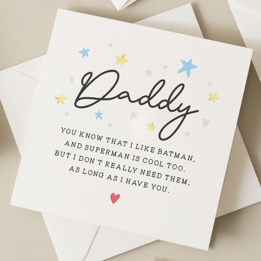 Daddy Poem Card, Hero Fathers Day Card For Him, Poem Fathers Day Card, Cute Fathers Day Gifts From Daughter, Son Fathers Day Card