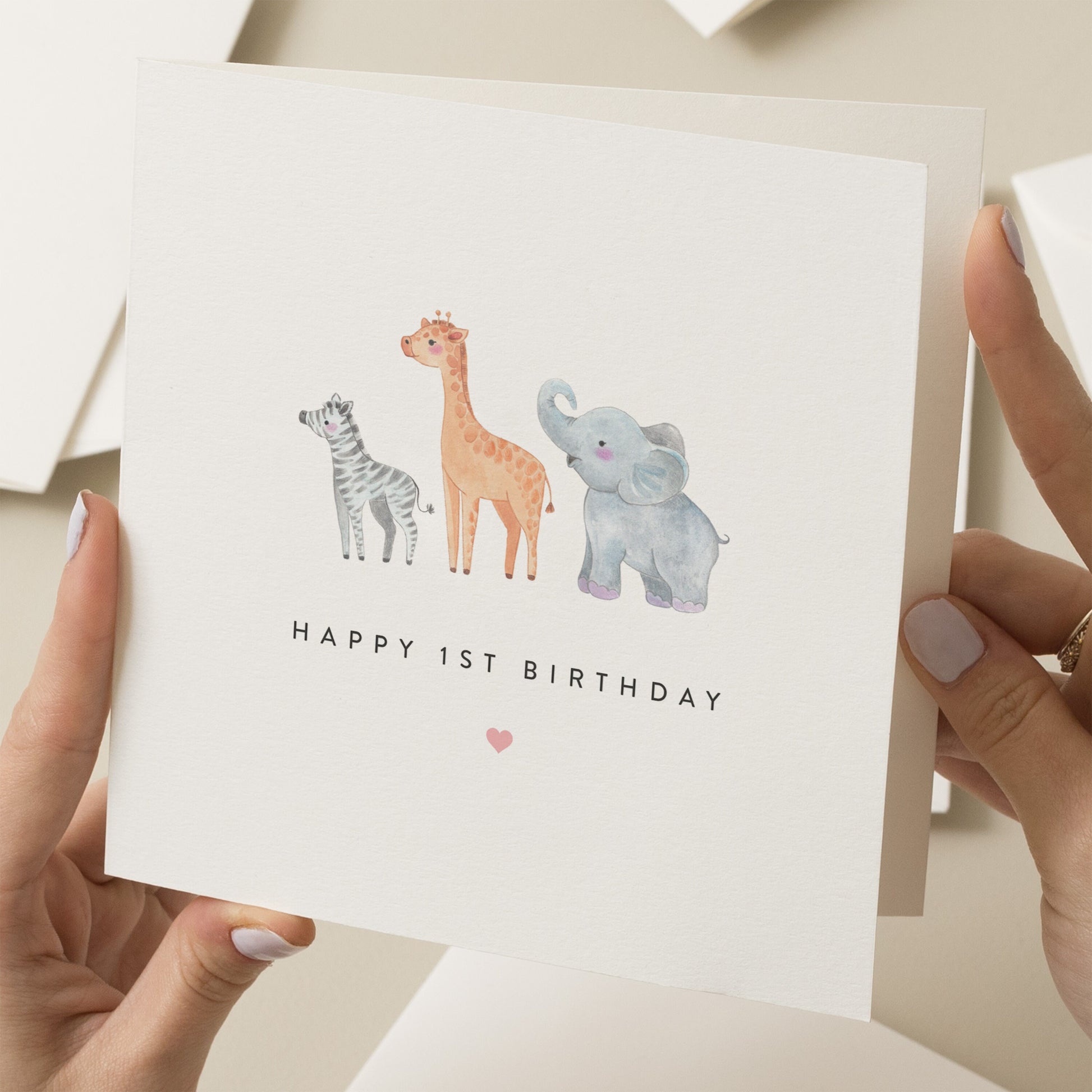 Birthday Card For Boy, 1st Birthday Boy Card, First Birthday Gift, Cute Animal Greeting Card, Baby 1st Birthday Card