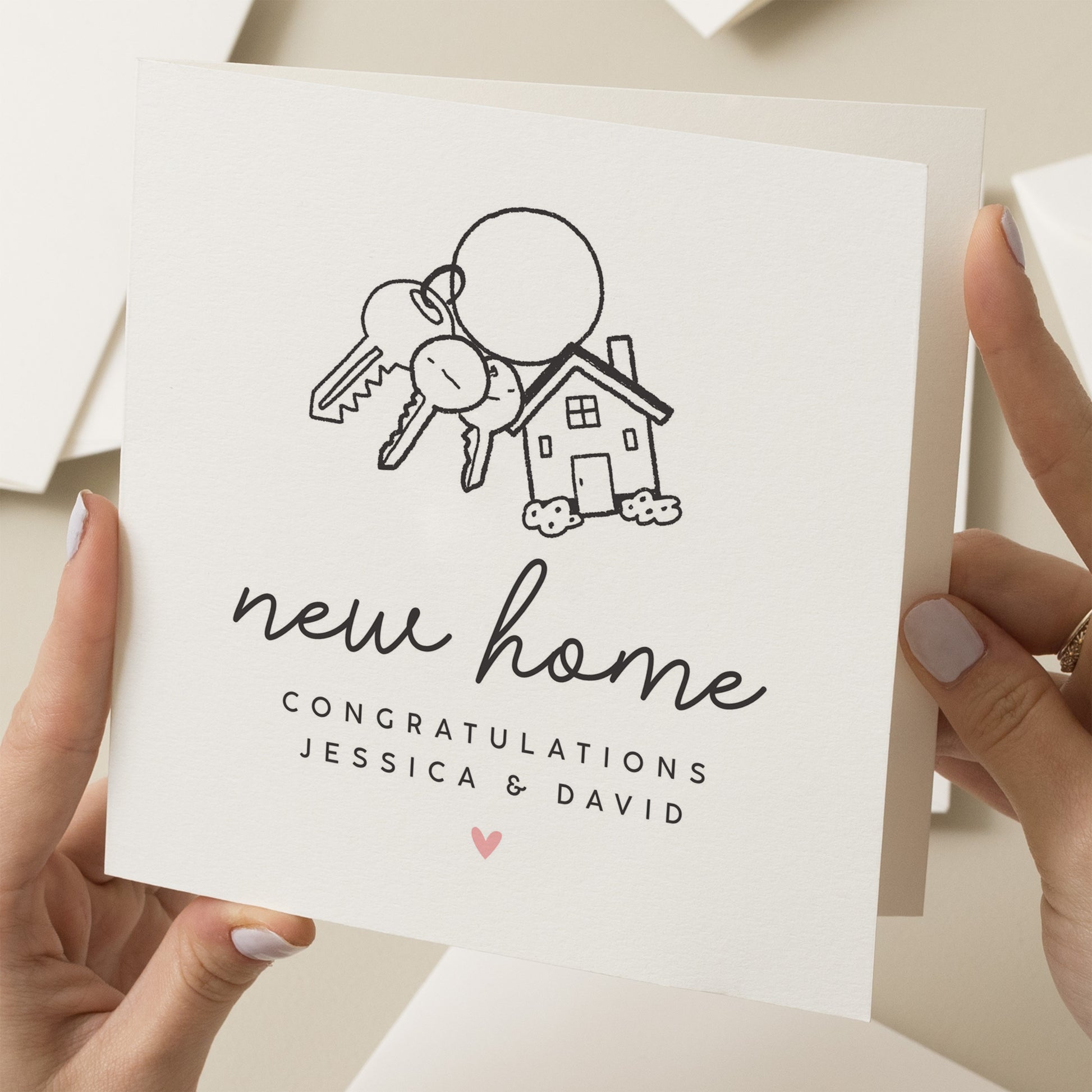 Simple New Home Gift, Congratulations On New Home Card, House Keys Card, Personalised Home Card For Friend, Housewarming Card For Family