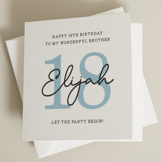 Personalised Birthday Card For Brother, 18th Birthday Brother Card, 18th Birthday Gift For Brother, Eighteenth Card To Brother, Brother Gift