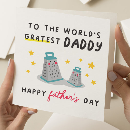 Personalised Funny Fathers Day Card, Pun Fathers Day Card, Fathers Day Card For Cheese Lover, Great Dad, Card To Dad, World&#39;s Greatest Dad