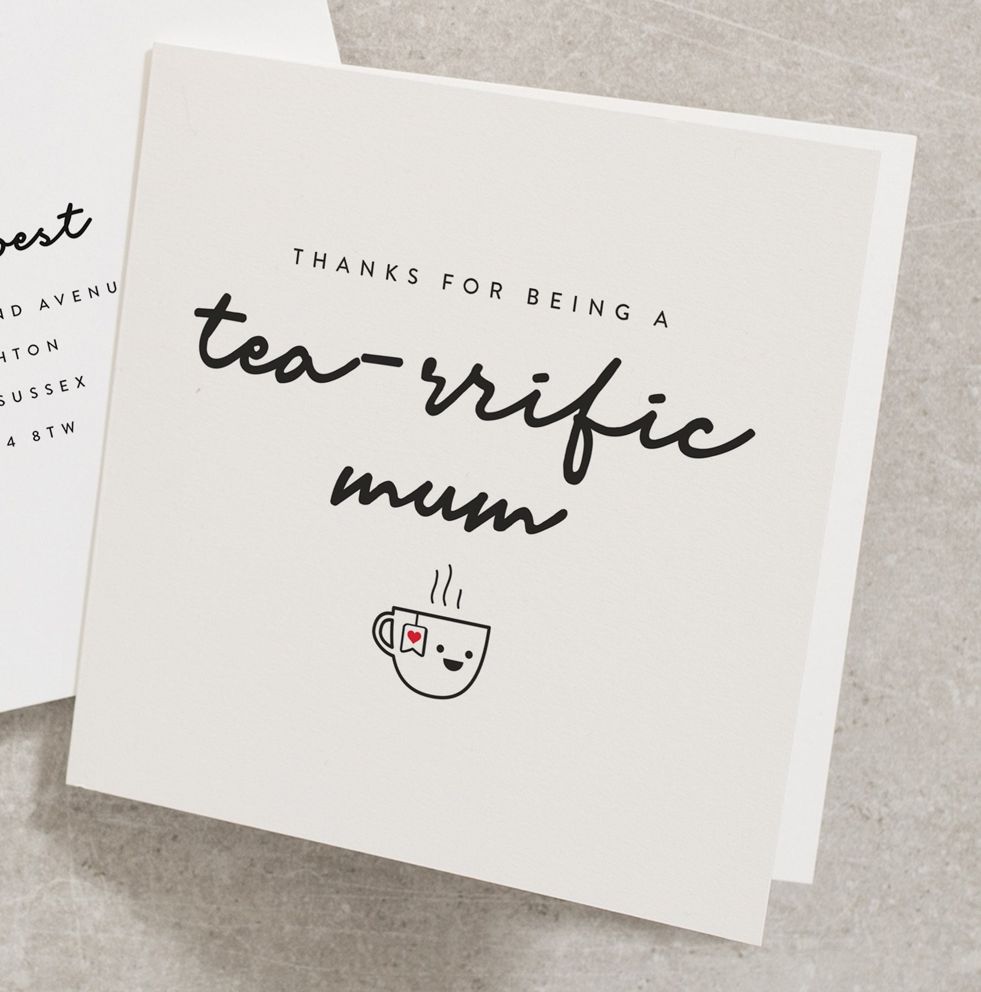 Tea Mothers Day Card, Thanks For Being A Tea-rrific Mum, Funny Mothers Day Card, From Daughter, From Son, Mothers Day Card, Cute Card MD014