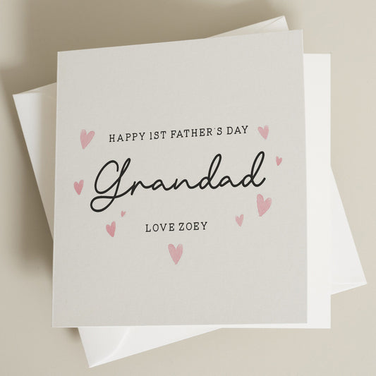 Personalised Fathers Day Card, 1st Fathers Day As Grandad Card From Baby, First Fathers Day Card From Granddaughter, Cute Card For Grandad