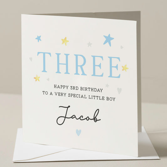 Personalised 3rd Birthday Card For Grandson, Nephew Third Birthday Card, 3rd Birthday Card For Son, Boy Birthday Gift, Birthday Boy