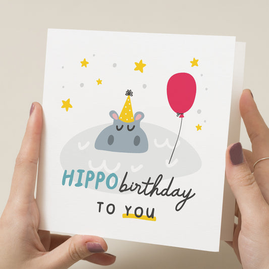 Funny Hippo Pun Birthday Card, Cute Birthday Card, Funny Birthday Card, Pun Birthday Card For Her, Wife Birthday Card, For Him, For Friend