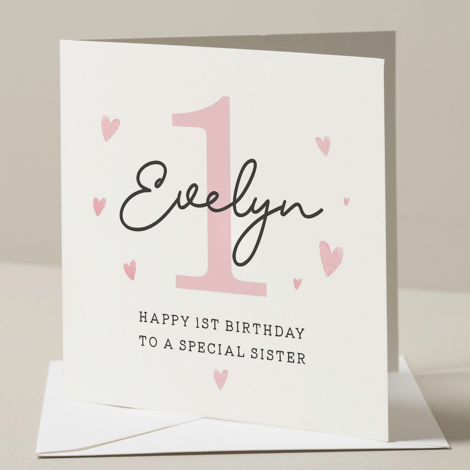 1st Birthday Card For Sister, Personalised Sister Birthday Card, First Birthday Sister Birthday Card, Birthday Gift For Her, Gift To Sister