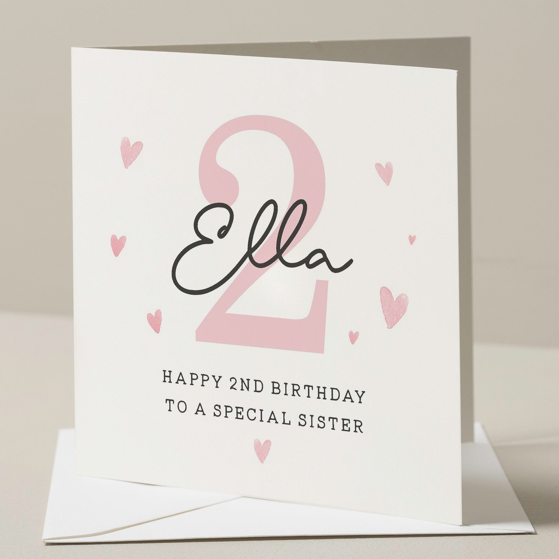 2nd Birthday Card For Sister, Personalised Sister Birthday Card, Second Birthday Sister Birthday Card, Birthday Gift For Her, Gift To Sister