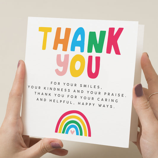 Teacher Poem Thank You Card, Rainbow Teacher Thank You Card, Special Teacher Card, End of Term Gift For Teacher, End Of School Card