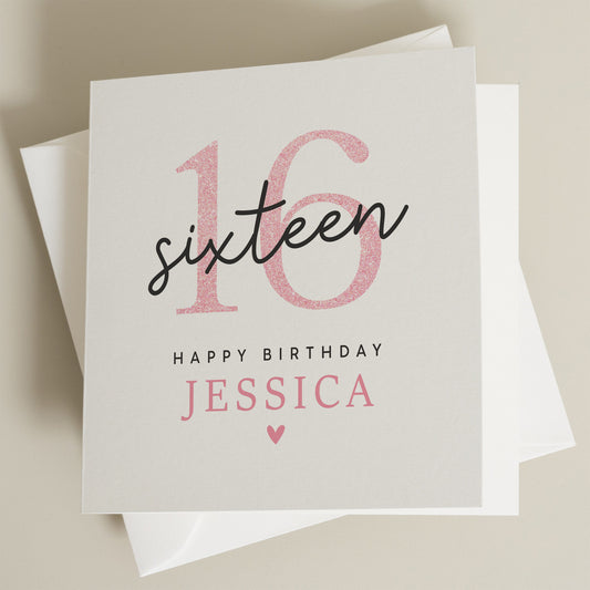 16th Birthday Card Daughter, Personalised 16th Birthday Card, Sweet 16th Birthday Gift Girl, Sixteen Card For Granddaughter, Sister, Friend