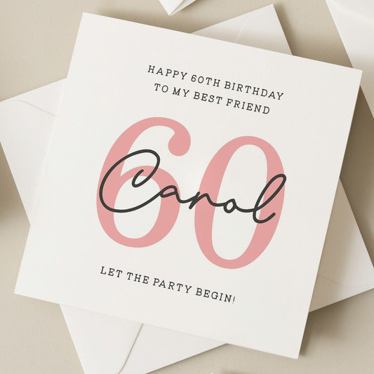 Personalised 60th Birthday Card For Bestie, Best Friend Birthday Card, Sixtieth Birthday Card, Bestie Birthday Gift For Her, 60th Gift