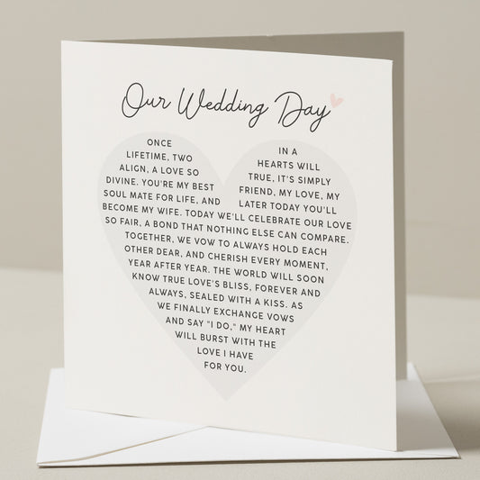 Wedding Day Card To Wife, Wedding Poem Card, Wedding Day Card For Bride, Wedding Day Card For Fiancee, On Our Wedding Day Card, Wedding Day