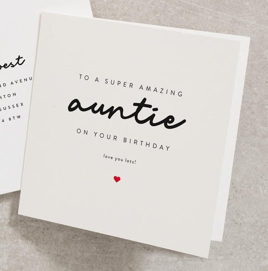 To A Super Amazing Auntie On Your Birthday, Auntie Birthday Card, Aunty Birthday Card, Birthday Card For Aunt BC307