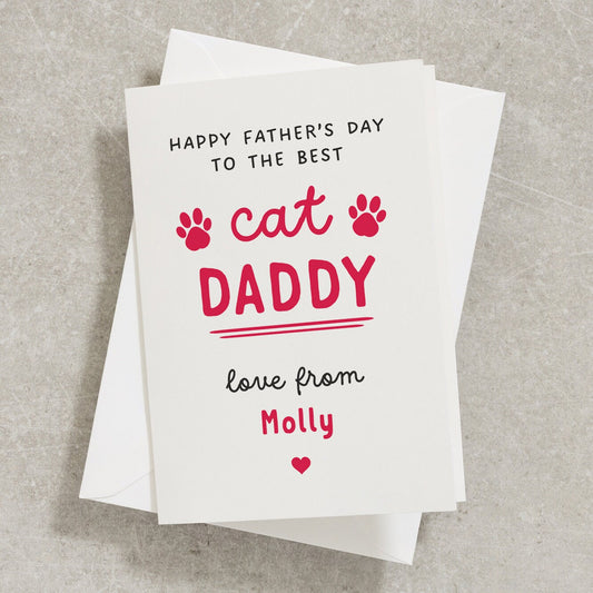 Happy Fathers Day To The Best Cat Daddy Card, Fathers Day Cat Dad Card, Card From Cat, Personalised Fathers Day Cat Card, Cat Dad Card FC046