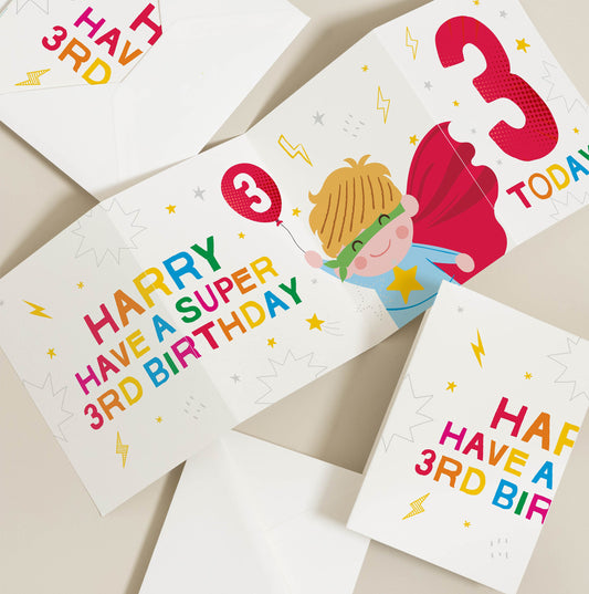 Superhero Birthday Card, Happy Birthday Card For Superhero, Personalised Birthday Card For Kids, Cute Superhero Birthday Card BC1295