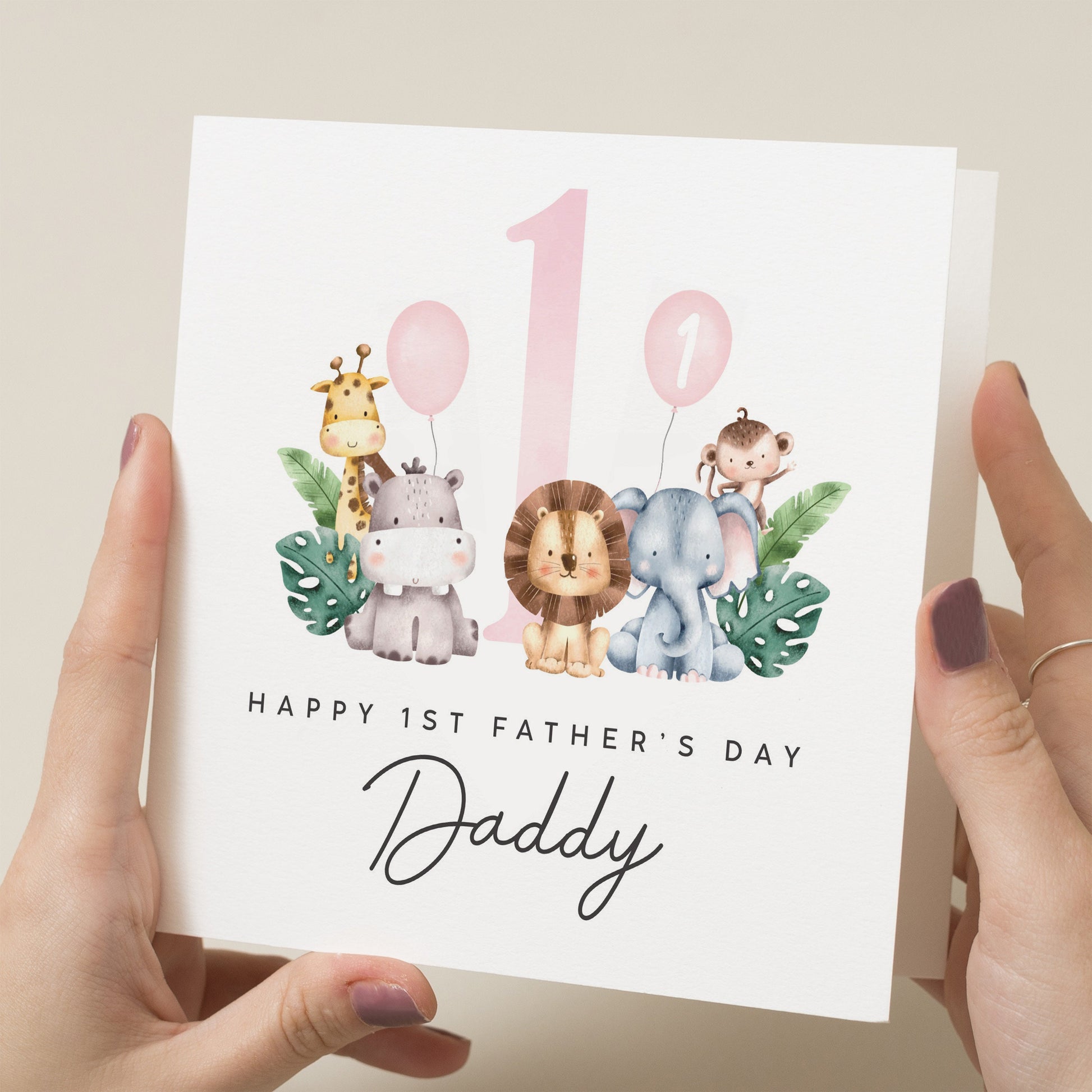 Cute 1st Fathers Day Card, Animal First Father&#39;s Day As My Dad Card, Baby Girl First Fathers Day Card, First Fathers Day Gift, From Girl