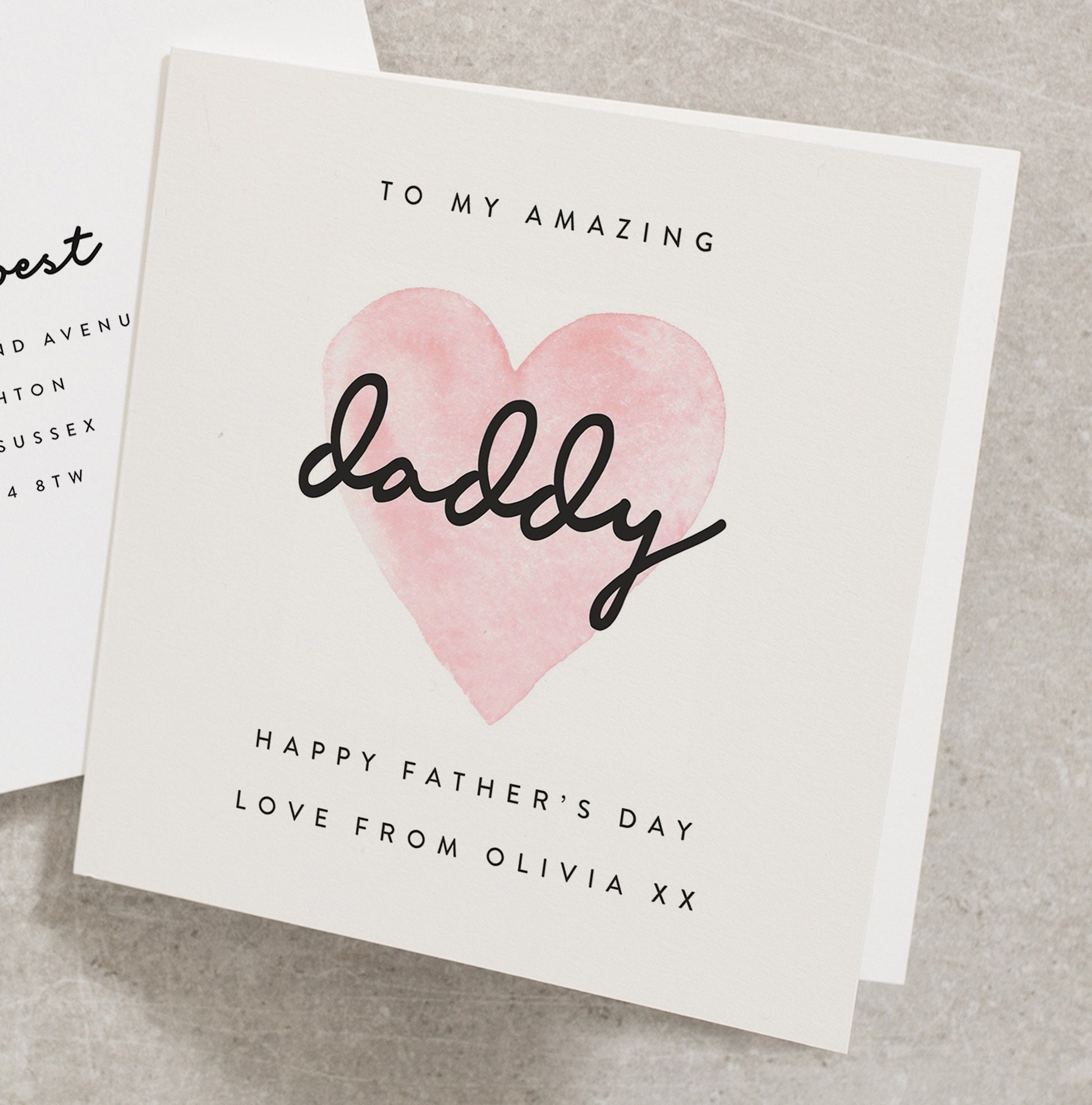 To My Amazing Daddy Card, Fathers Day Card For Dad, Happy Fathers Day Card From Daughter, Baby Pink Daddy&#39;s Little Girl Card, Dad Card FD058