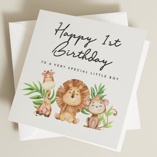 1st Birthday Card, 1st Birthday Boy Card, First Birthday Card For Boy, First Birthday Gift, Little Boy Birthday Card, One Year Old Boy Card