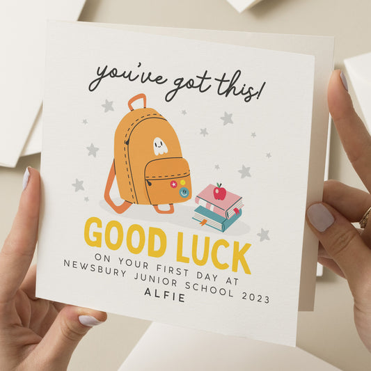 Good Luck At Your First Day Of School Card, Personalised Card for Grandson, School Starter You&#39;ve Got This, Back To School, Card For Boy