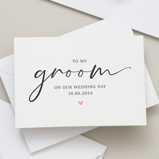 Personalised Groom Wedding Day Card, To My Groom On Our Wedding Day, To My Fiancé On Our Wedding Day, Personalised Groom Card, For Husband