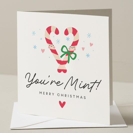 Boyfriend Christmas Card, Husband Christmas Card, You&#39;re Mint Christmas Card, Pun Christmas Card, Girlfriend Christmas Card