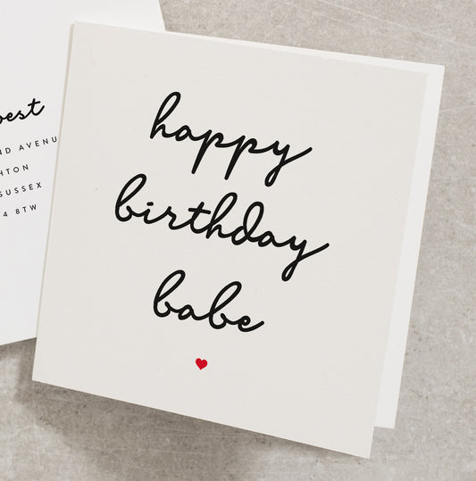 Simple Birthday Card For Girlfriend, Happy Birthday Babe, Boyfriend Birthday Card, Partner Birthday Card BC040