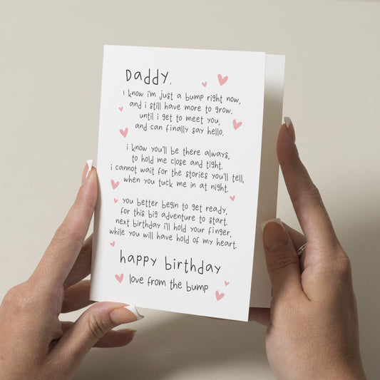 Daddy Birthday Card, Happy Birthday Daddy From Bump, Happy Birthday from Bump, Dad Birthday Card, Daddy To Be Birthday Card, Poem Card