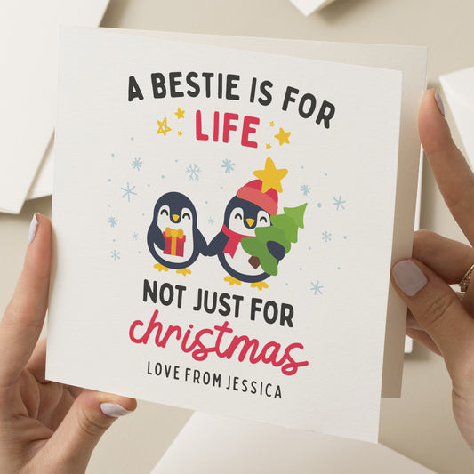 Christmas Card Bestie, Personalised Best Friend Christmas Card, Gift For Best Friend Christmas, Woman Friend Christmas Card, Xmas Gift