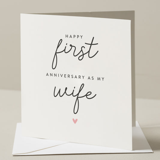 1 Year Anniversary Card, First Anniversary Card For Wife, Romantic Anniversary Card For Her, Paper Anniversary Card, Anniversary Gift