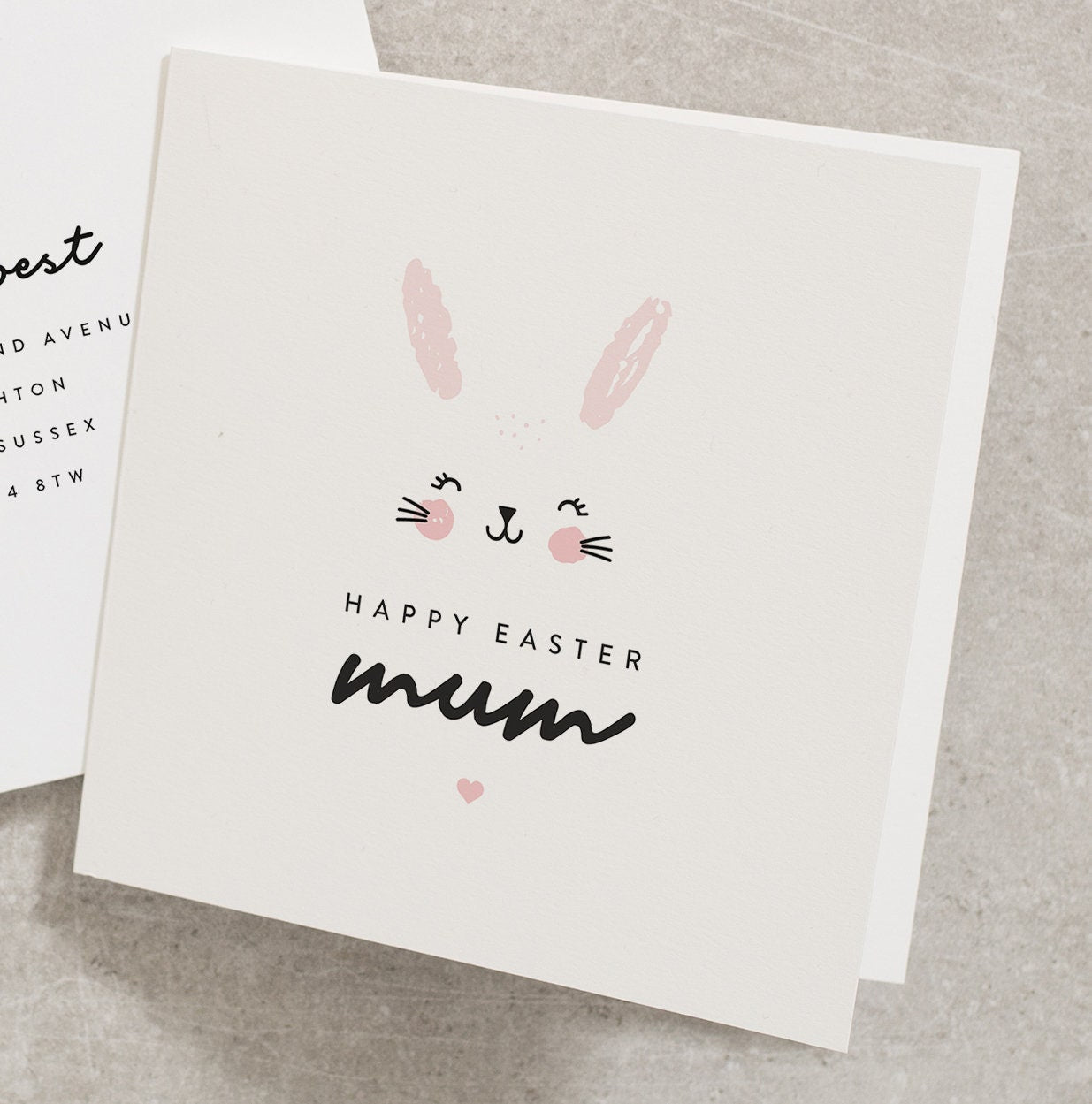 Mum Easter Cards, Bunny Easter Card, Happy Easter Card, Personalised Card, For Mum, Rabbit Easter Card, Pink Easter Card EC004