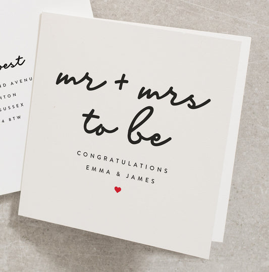 Mr + Mrs To Be Engagement Card, Congratulations Personalised Engagement Card, For New Engaged Couple Card, Engagement Card EN018