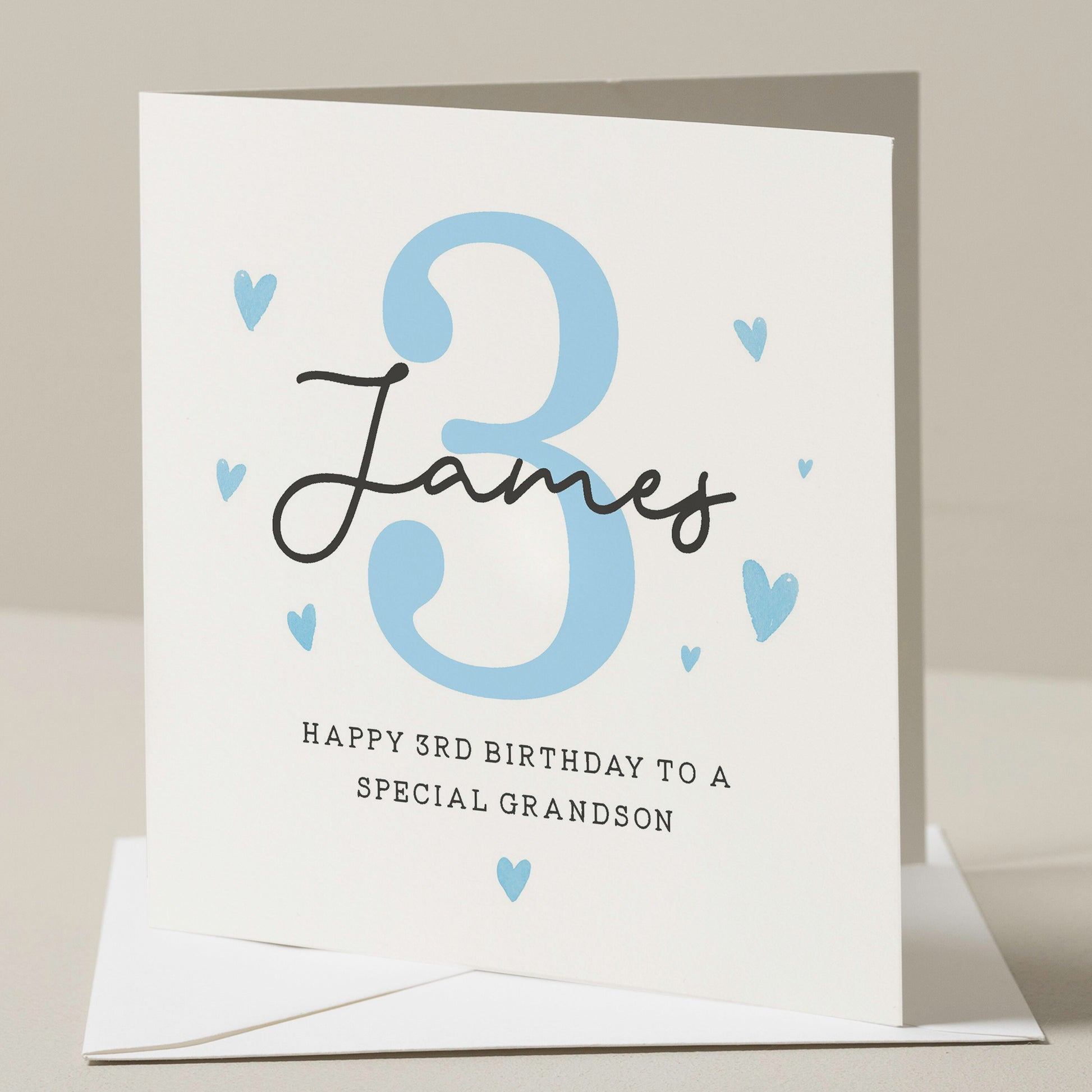 3rd Birthday Card For Grandson, Personalised Grandson Third Birthday Card, 3rd Birthday Card, Boy Birthday Gift, Birthday Boy, Cute Card