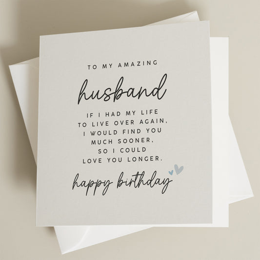 Husband Birthday Card, Poem Card For Husband Birthday, For Husband, Man Birthday Gift For Him, Happy Birthday Husband, Card For Him