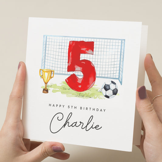 Football Birthday Card, Personalised 5th Birthday Card, Fifth Birthday Card For Son, For Nephew, 5th Birthday Card for Grandson