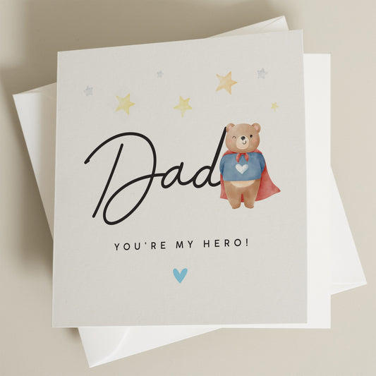 Cute Fathers Day Card For Dad, Thank you Dad Fathers Day Card, My Hero Fathers Day Card, Fathers Day Gifts From Daughter, From Son