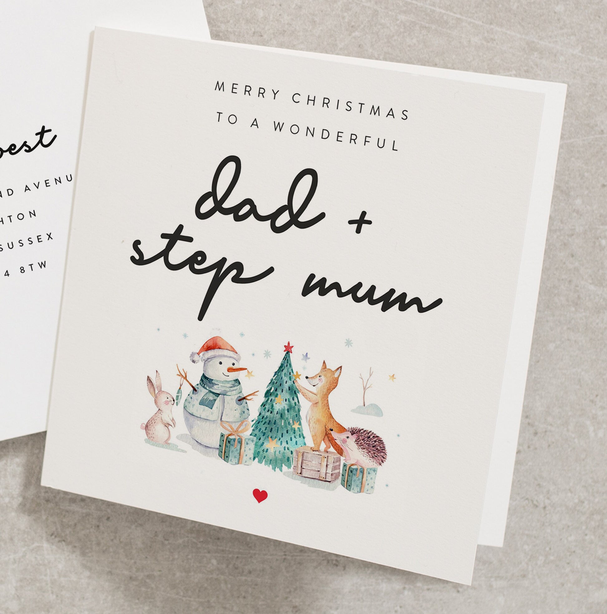 Dad and Stepmum Christmas Card, Christmas Card for Dad and Step Mum, Christmas Card for Step Parents, Christmas Card to my Step-Mum CC697