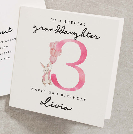 Granddaughter Birthday Card, Personalised Granddaughter 3rd Birthday Card, Special Granddaughter Birthday Card, 3rd Birthday Card BC992