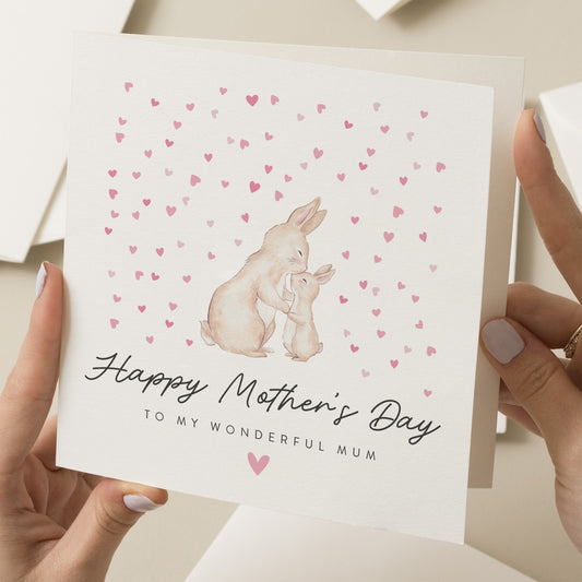 Mothers Day Card, Wonderful Mum Card, Best Mum Mother&#39;s Day Card, Bunny Rabbit Mother&#39;s Day Card, Cute Card For Mum, Mummy, Mum Gift For Her