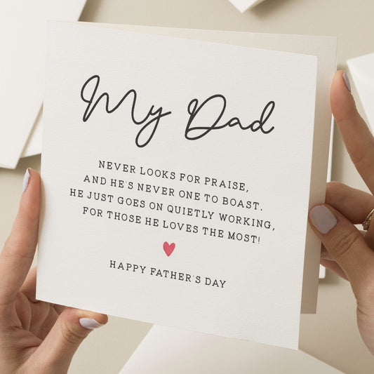 Poem Fathers Day Card, Dad Poem Card, Cute Fathers Day Card For Him, Son Fathers Day Card, Fathers Day Gifts From Daughter