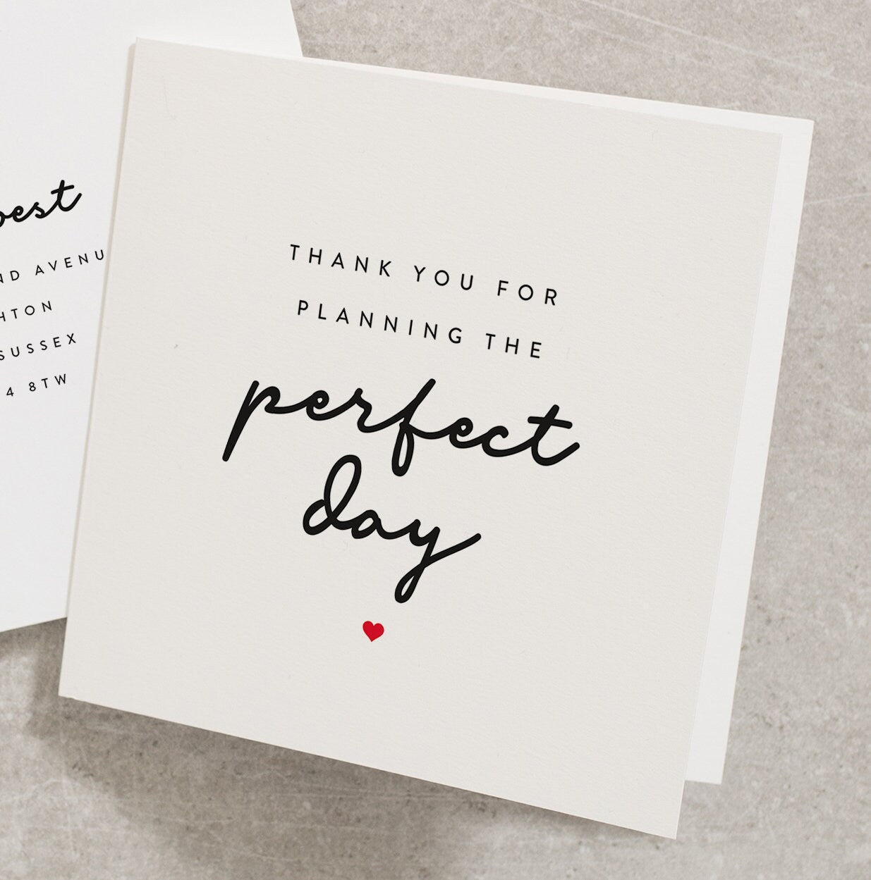 Wedding Planner Thank You Card, Wedding Planner Thank You Gift, Thank You For Planning The Perfect Day, Thank You Card, Simple WY107