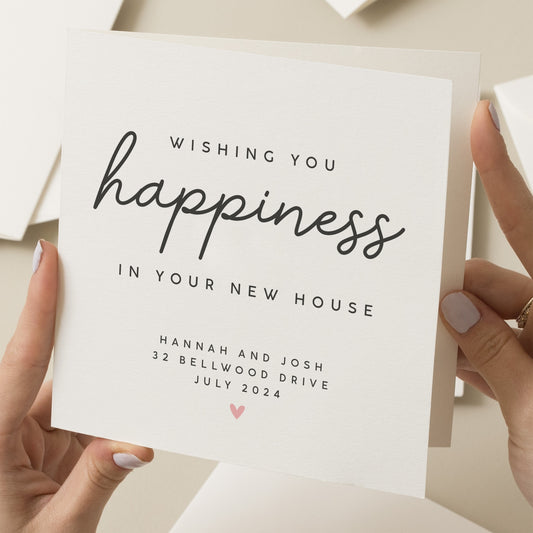 Personalised New Home Card, Wishing You Happiness In Your New Home, Housewarming Card For Friend, Congratulations Housewarming Gift