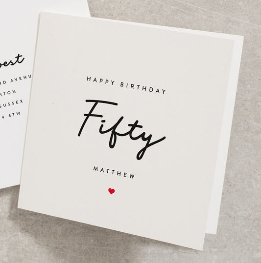 Happy Birthday, Fifty Birthday Card, 50th, 50 Birthday Card Husband, Any Name, Boyfriend, Friend, Brother, Fiancé, Personalised BC594