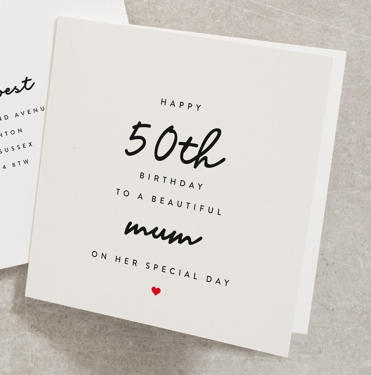 Mum 50th Birthday Card, Happy 50th Birthday To A Beautiful Mum On Her Special Day, Mum Birthday Card, Mom, Mam Birthday Card, Mother BC575