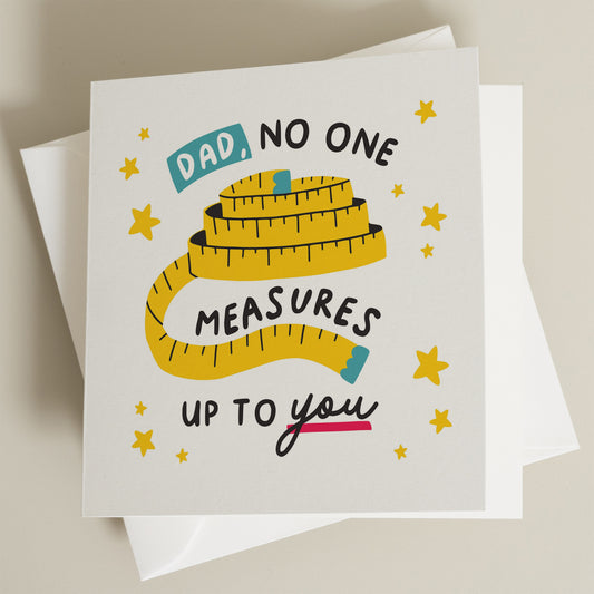 No One Measures Up To You Card, Fathers Day Gift For Dad, Pun Card For Dad, Tape Measure Card, Funny Card For Dad, Dad Fathers Day Gift