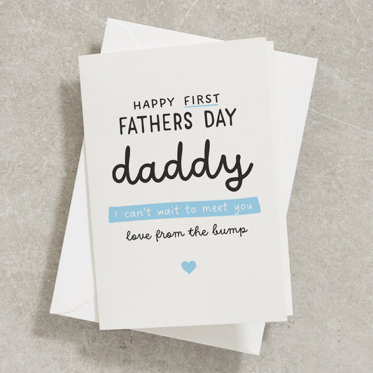 Happy First Fathers Day Card Daddy, I Can&#39;t Wait To Meet You, 1st Fathers Day From The Bump, Daddy Fathers Day Gift From Son, Daughter FC038