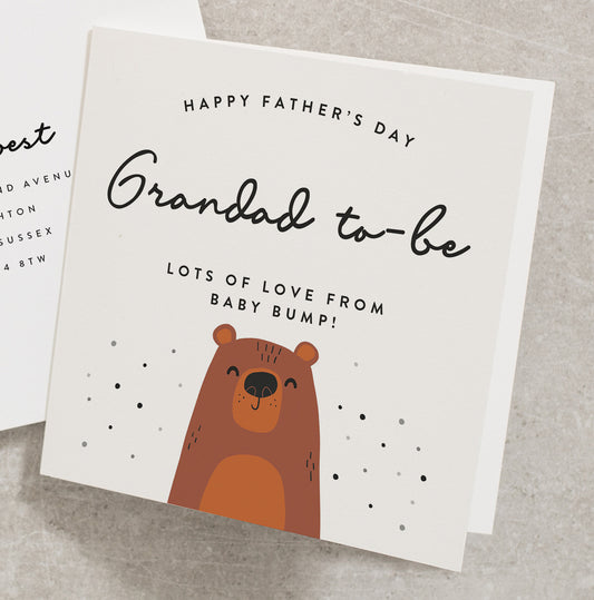 1st Fathers Day Card For Grandad, Personalised First Father&#39;s Day Card For Grandad, Card From Bump, Cute Bear Fathers Day Card FD196