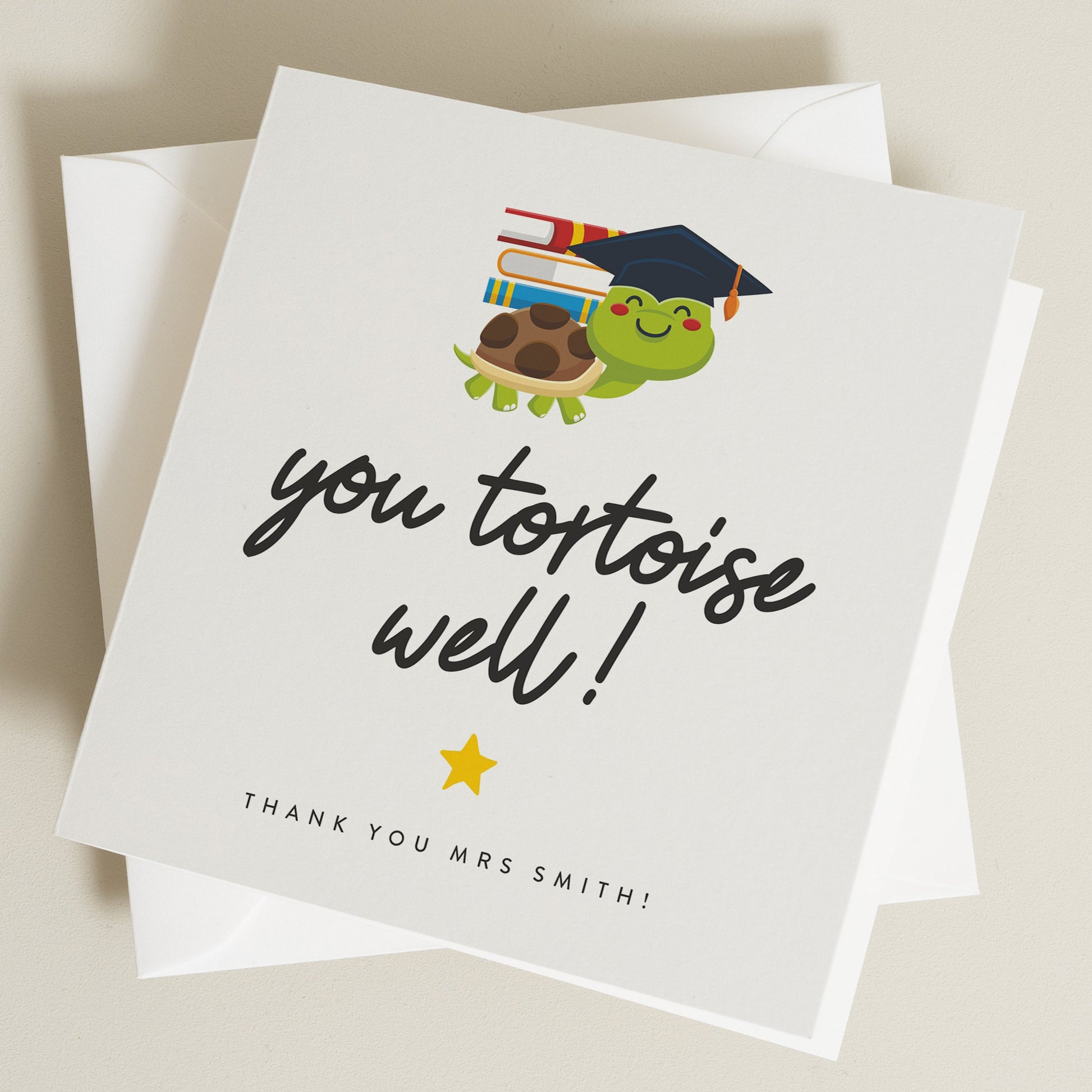 Personalised Teacher Thank You Card, Cute Tortoise Teacher Thank You Card, End of Term Gifts For Teachers, Cute Animal Thank You Card TC052