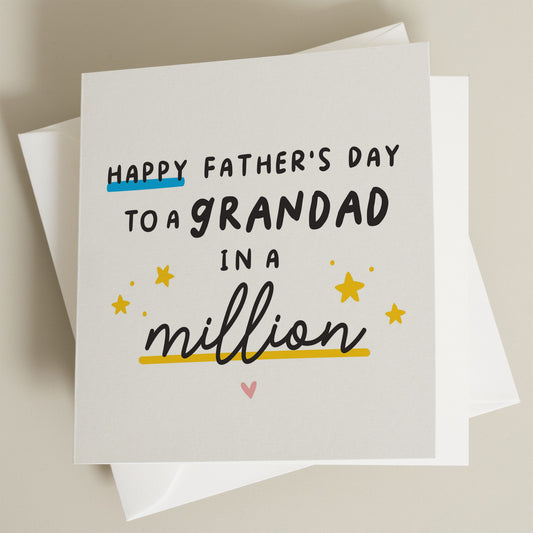 One In A Million Grandad Fathers Day Card, Fathers Day Gift For Grandad, Best Grandpa Card, Card From Grandchild, Grandad In A Million